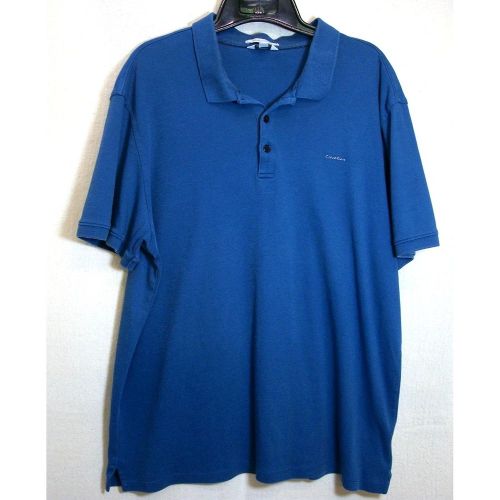 Calvin Klein Men's Polo/golf shirt Liquid Cotton, blue size XL